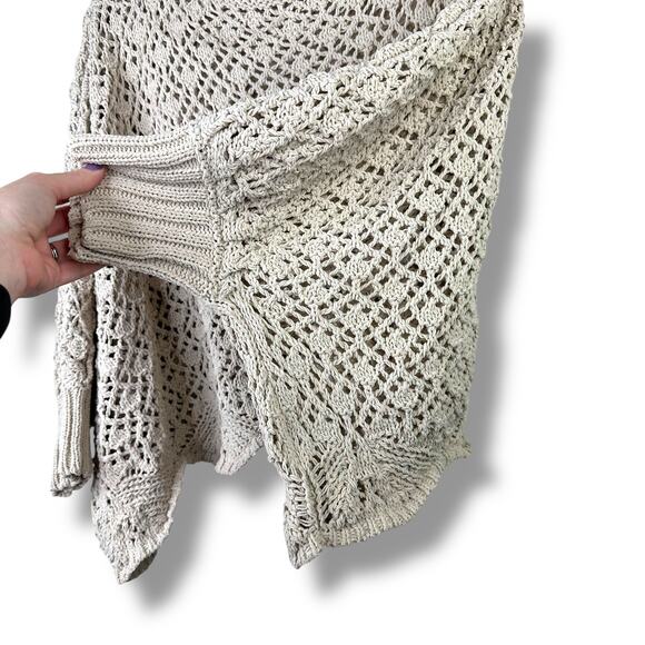 Jessica Simpson Cream Crochet Open Knit Boat Neck Bat Wing Sweater Small - Picture 2 of 6